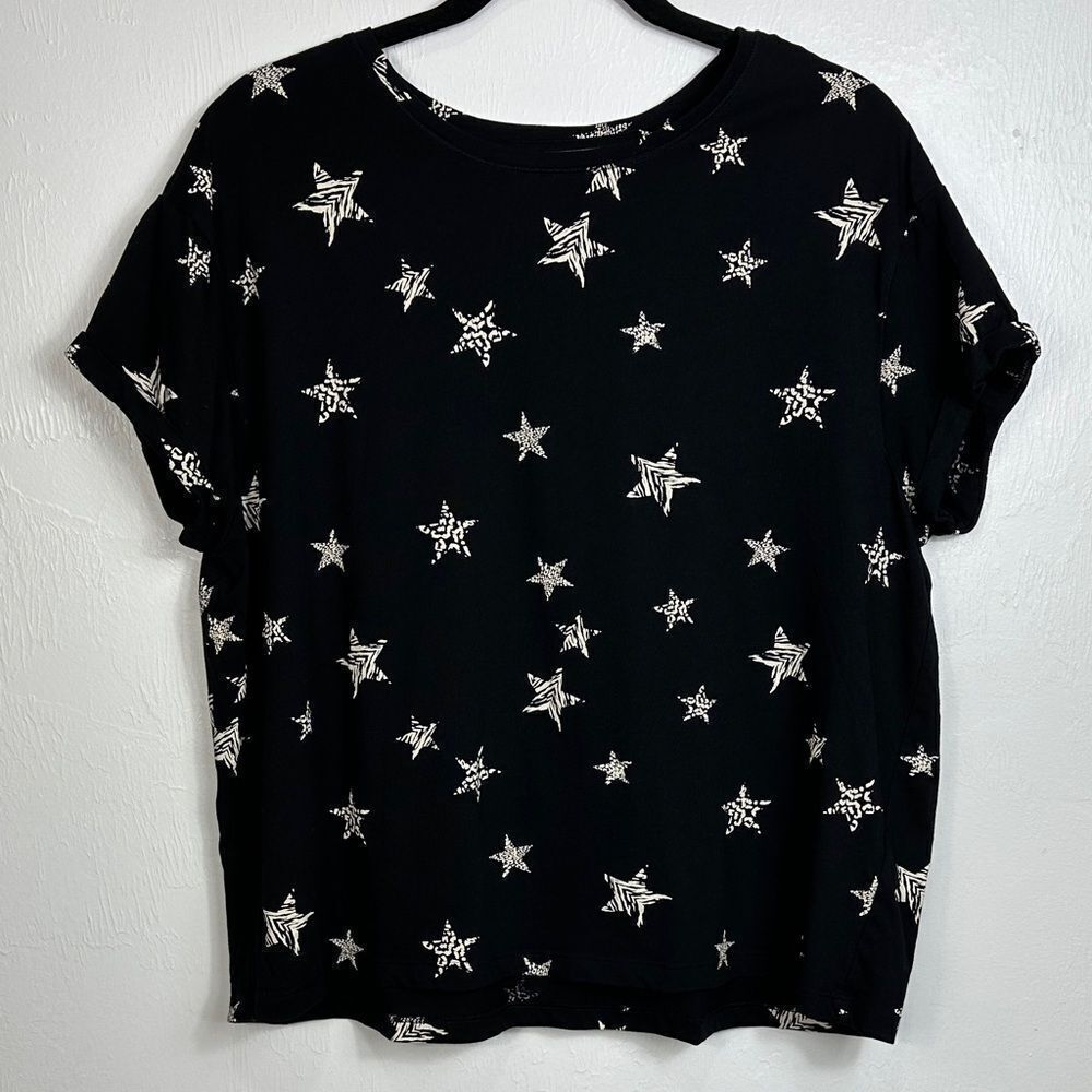 Day Dreams Duvet Days Star Print‎ Relaxed Fit Cotton T-shirt In Black Size L